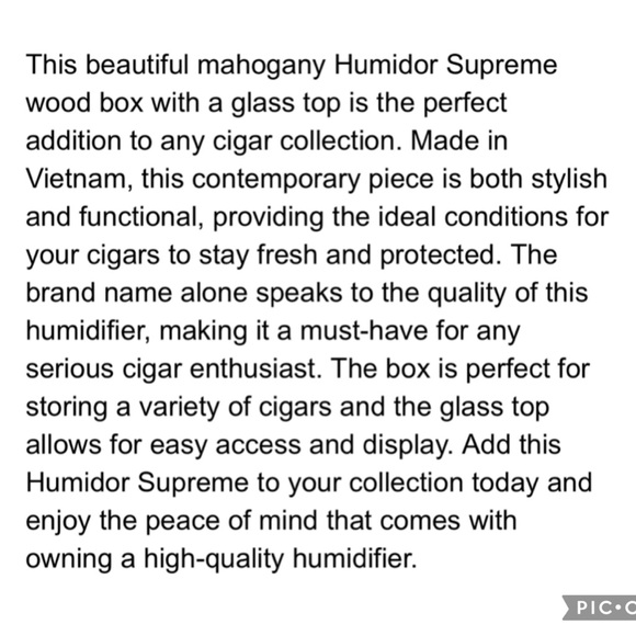 Humidor supreme Mahogany Supreme wood box with glass top, 50 cigar capacity - Picture 5 of 5